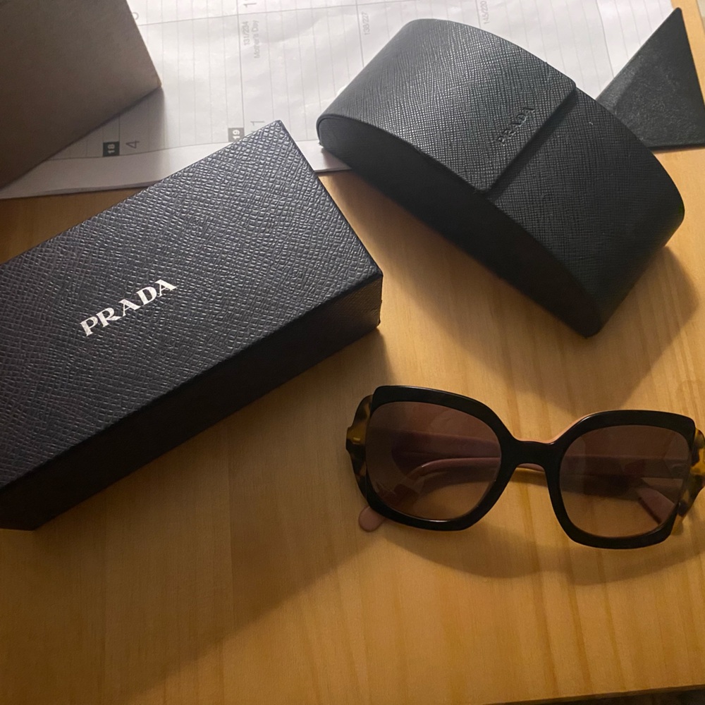 Prada Tortoise Shell and Black Sunglasses with Case